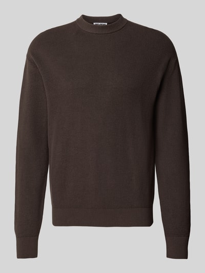 REVIEW Regular Fit Strickpullover aus reiner Baumwolle Dunkelbraun 1