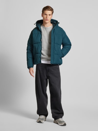 Jack & Jones Kurtka pikowana z kapturem model ‘BRADLEY’ Petrol 1