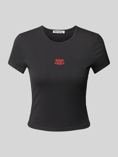 Review T-Shirt mit Label-Stitching Black 2