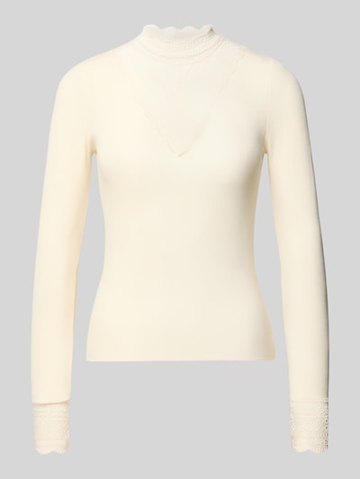 Only Slim Fit Langarmshirt aus Viskose-Mix Modell 'TILDE' Ecru 2