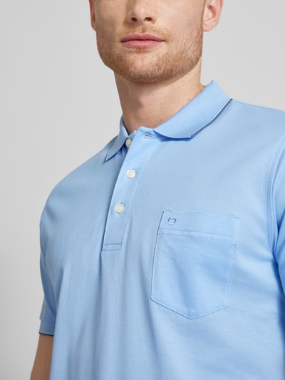 OLYMP Level Five Poloshirt met borstzak en labelstitching Bleu - 3