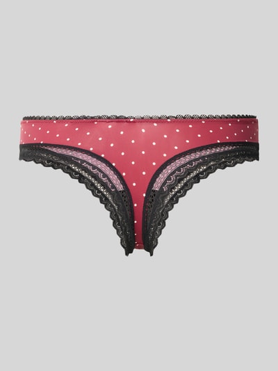 HUGO String mit Spitzenbesatz Bordeaux 3