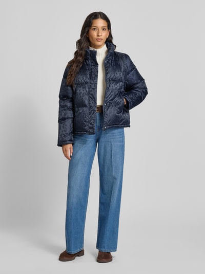 Rich & Royal Kurtka pikowana o kroju relaxed fit ze stójką z podszewką Granatowy 1