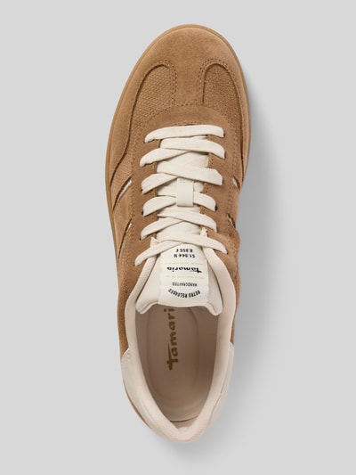 Produktfoto, Low Top Sneaker aus reinem Rindsvelours von Tamaris, brązowy, unikolor, skóra welurowa, sznurowany, okrągły nosek, podeszwa teksturowana
