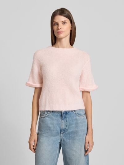 American Vintage Sweter z dzianiny z prążkowanymi wykończeniami model ‘NENYBAY’ Jasnoróżowy 4