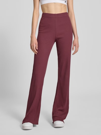 OH APRIL Flared Stoffhose mit Strukturmuster Modell 'Lyle' Dunkelrot 4