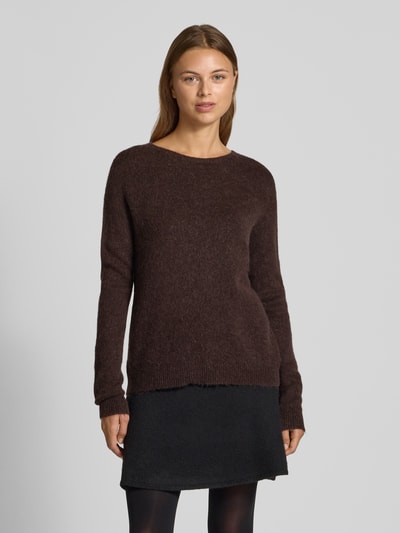 Rich & Royal Sweter z dzianiny z prążkowanymi wykończeniami Ciemnobrązowy 4