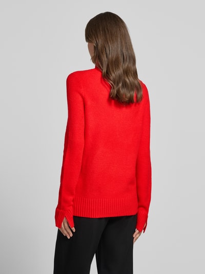Jake*s Casual Rollkragenpullover mit geripptem Stehkragen Kirsche 5