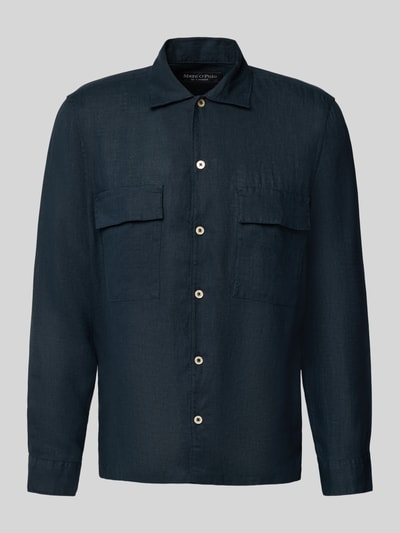Marc O'Polo Regular Fit Leinenhemd mit Brustpattentaschen Marine 2