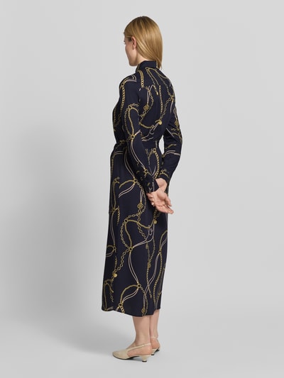 GANT Hemdblusenkleid aus Viskose mit Bindegürtel Marine 5