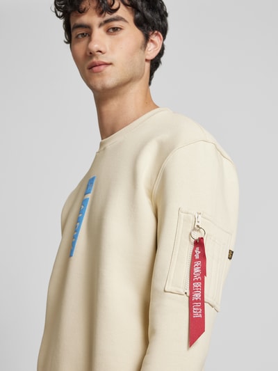 Alpha Industries Bluza z nadrukiem z logo Złamany biały 3