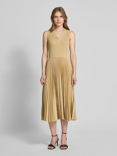 BOSS Midikleid mit Plisseefalten Modell 'Farara' Beige 4