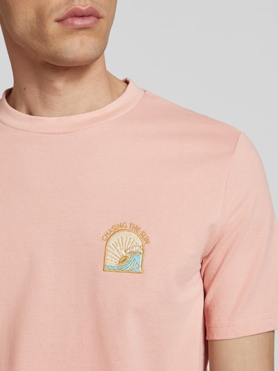 Blend T-shirt met motief- en statementstitching, model 'JOBBE' Oudroze - 3