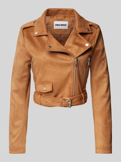 Review Bikerjacke mit Reverskragen Cognac 2