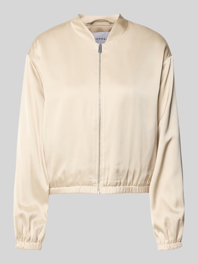 Produktfoto, Blouson mit Stehkragen und Reißverschluss von comma, beżowy, materiał z domieszką wiskozy, krój regular fit, szerokość w rozmiarze 36: 50 cm, długość tyłu: 52 cm, długość rękawa: 57 cm, gładka tekstura