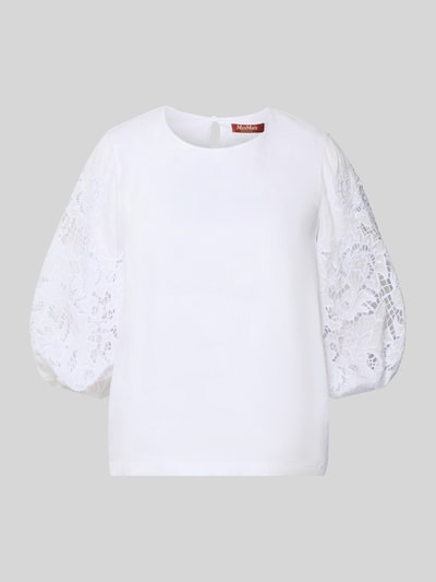 Max Mara Studio Regular Fit Bluse mit Lochspitze Modell 'ORDINE' Weiss 2