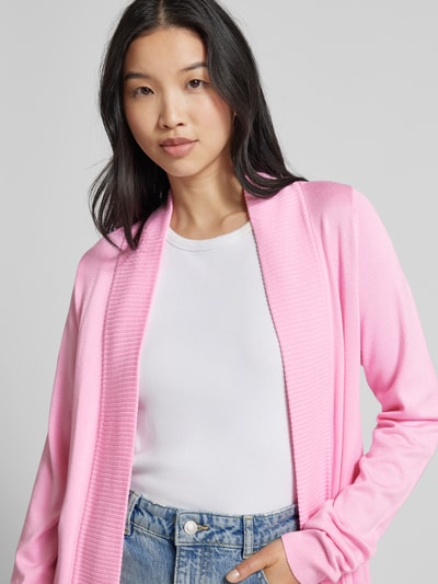 Fransa Longcardigan mit gerippten Abschlüssen Modell 'Clia' Pink 3