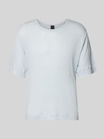 Produktfoto, Regular Fit T-Shirt aus reinem Leinen von BOSS Orange, Damen T-Shirt, Optik: Unifarben, Rundhals, Kurzarm, Material: Leinen