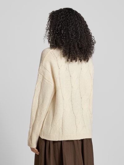 My Essential Wardrobe Oversized Strickpullover mit gerippten Abschlüssen Modell 'Will' Offwhite 5