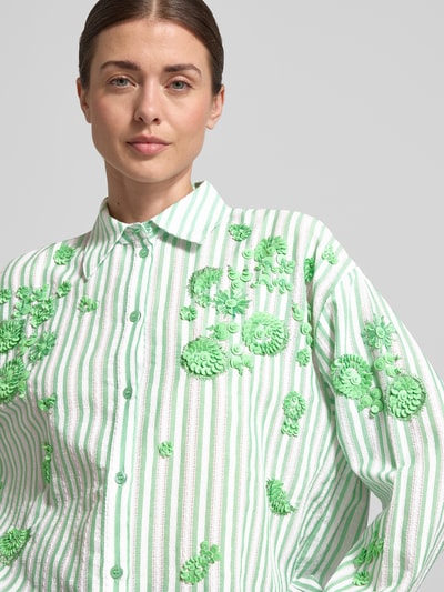 Essentiel Antwerp Bluzka koszulowa o kroju loose fit z czystej bawełny model 'JULIETA' Zielony 3