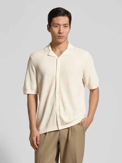 Fynch-Hatton Regular Fit Freizeithemd in Bouclé-Optik Offwhite 4