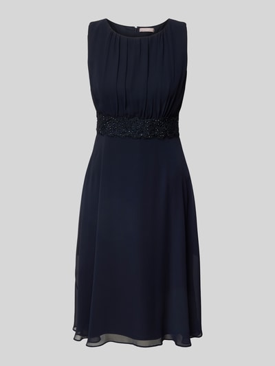 Christian Berg Cocktail Knielanges Cocktailkleid mit Taillenband Marine Melange 2