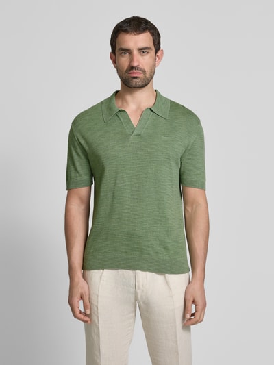 Gant Regular fit poloshirt met labelstitching Rietgroen - 4