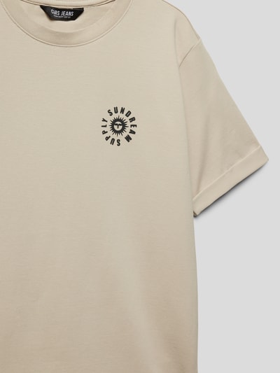 CARS JEANS T-shirt z nadrukiem z napisem model ‘Fesser’ Piaskowy 2