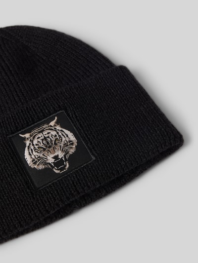 Antony Morato Beanie mit breitem Umschlag und Motiv-Stitching Black 2