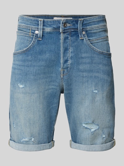 Produktfoto, Jeansshorts mit Umschlag Modell 'RICK' von Jack & Jones in hellem Blau, dezente Used-Effekte, Baumwoll-Mix mit Stretch, Regular Fit