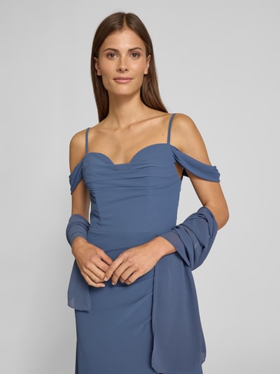 Mascara Avondjurk met pijpsplit Rookblauw - 3