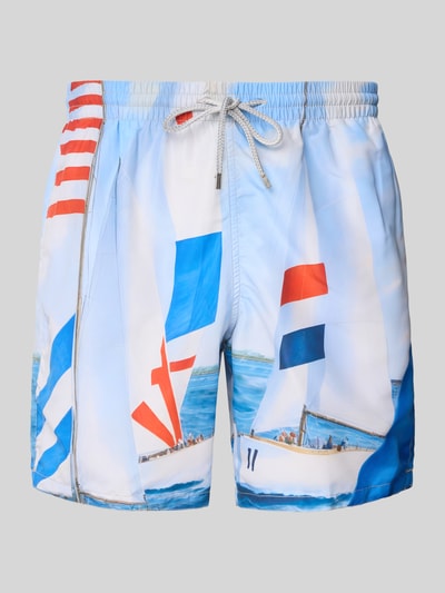 Zeybra Spodenki kąpielowe o kroju regular fit z naszywką z logo model ‘REGATA’ Granatowy 1