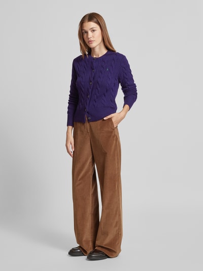 Polo Ralph Lauren Wollcardigan mit Zopfmuster Purple 1