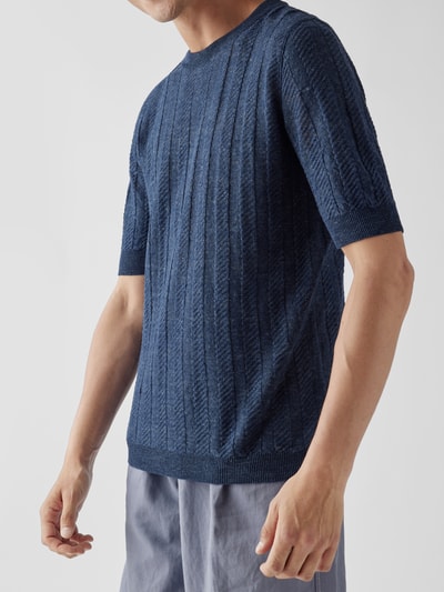 Lardini T-Shirt aus Leinen Dunkelblau 6