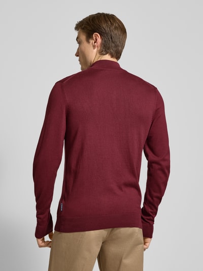 HECHTER PARIS Strickpullover mit Stehkragen und Reißverschluss Bordeaux 5
