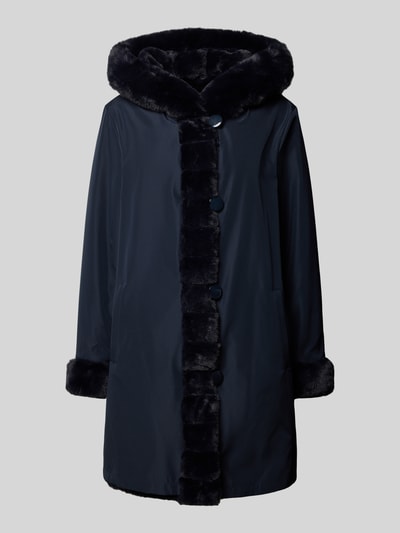 PETITE M. Keerbaar jack van imitatiebont met capuchon en steekzakken Marineblauw - 2