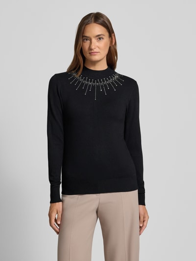 Apricot Strickpullover aus Viskose-Mix mit Ziersteinbesatz Black 4