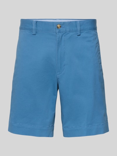 Produktfoto, Straight Fit Chinoshorts aus Baumwoll-Mix von Polo Ralph Lauren in Unifarbe Blau mit Gürtelschlaufen und Taschen, Baumwollstruktur