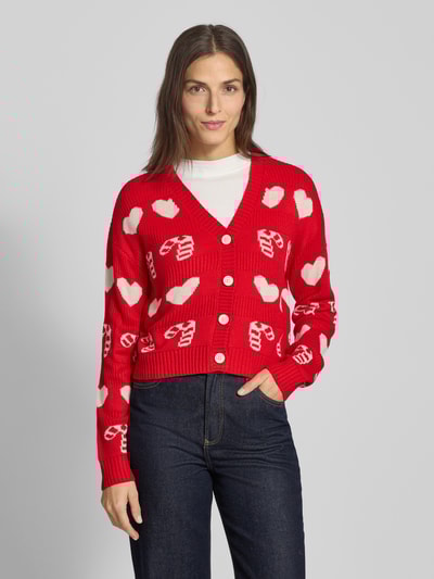 Vero Moda Strickjacke mit Weihnachts-Motiv Modell 'CANDYHEARTS' Rot 4