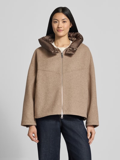 Blonde No. 8 Doubleface Wolljacke mit abnehmbarer Steppkapuze  Taupe 4