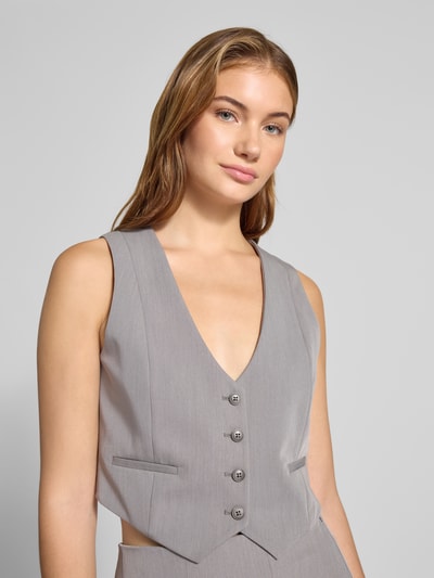 Review Kort gilet met V-hals en paspelzakken Middengrijs - 3