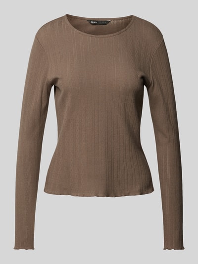 Only Longsleeve mit Lochmuster Modell 'CARLOTTA' Schlamm 2