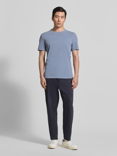 American Vintage regular fit T-shirt met ronde hals model 'Devon' Rookblauw - 1