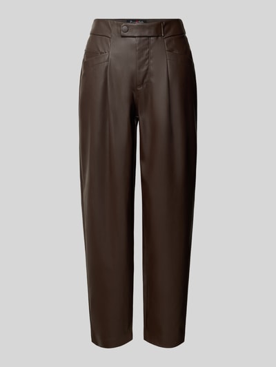 Buena Vista Wide Leg Kunstlederhose mit Bundfalten Dunkelbraun 1