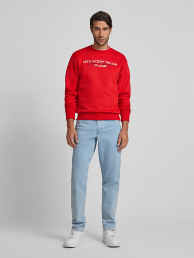 Tom Tailor Denim Basic Fit Sweatshirt mit Label-Schriftzug Rot 1