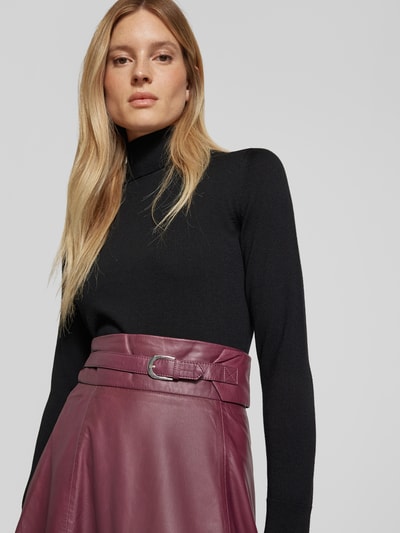 (The Mercer) N.Y. Knielange leren rok met tailleriem Bordeaux - 3