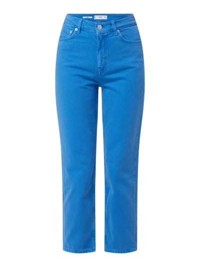 Mango Cropped Mom Fit Jeans aus Baumwolle  Ozean Blau 2