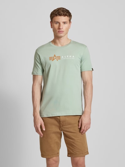 Alpha Industries T-shirt z nadrukiem z logo Limonkowy 4