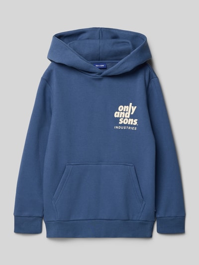 Only & Sons Regular fit hoodie van katoenmix, model 'HUDSON' Rookblauw - 1