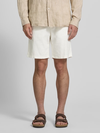 Selected Homme Slim Fit Bermudas aus Baumwoll-Leinen-Mix Modell 'BRODY' Weiss 4
